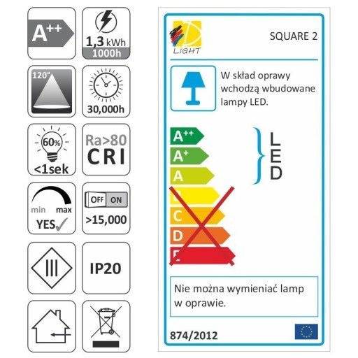 LED SQUARE 2 SVIETIDLÁ strieborná 1,5W 12VDC studená