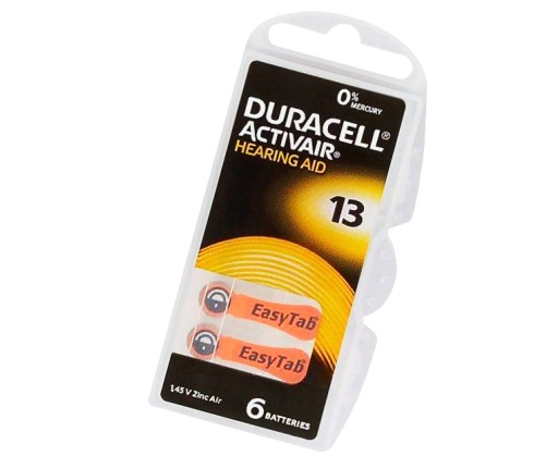 6x batérie do načúvacieho prístroja DURACELL 13 platné do roku 2027