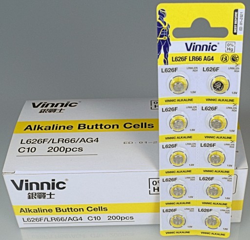 10x AG4 VINNIC ALKALICKÁ BATÉRIA 377 626 G4 LR66