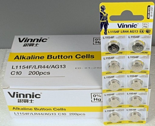 10x AG13 ALKALICKÁ BATÉRIA VINNIC A76 L1154 LR44