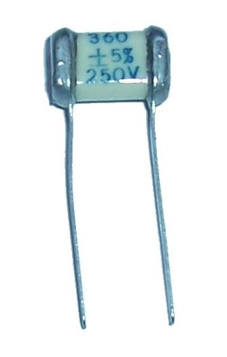 SĽUDOVÝ KONDENZÁTOR 360pF 250V Strieborná sľuda 4 kusy