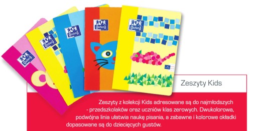 Zápisník A5 so 16 trojriadkovými stranami, farebný MIX VZOROV KIDS Oxford