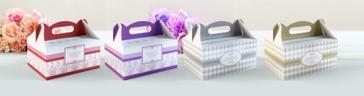 Cake Box Strieborné svadobné tortové boxy