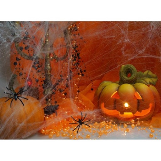 Umelá pavučina biela halloweenska sieť + 2 pavúky