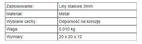 Kovová svorka na oceľové lano hrúbky 3 mm