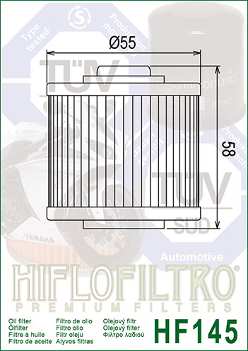 HIFLO HF145 Olejový filter YFM FZ SR XC 250 400 600