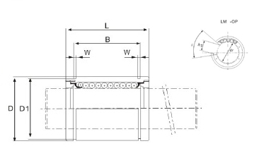LM 25 OP Otvorené lineárne ložisko pre 25 CNC hriadeľ