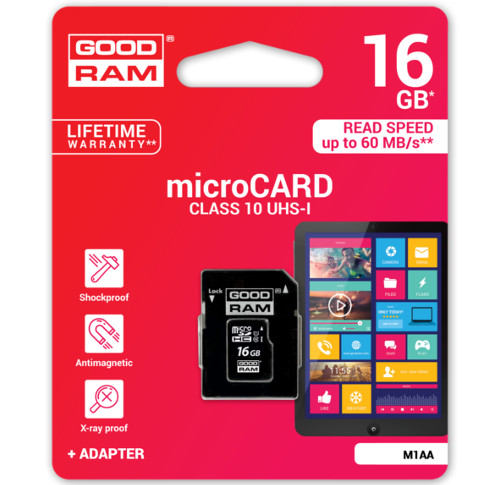 KARTA GOODRAM MICROSD 16GB MICRO CL10 + SD ADAPTÉR