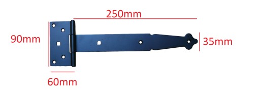záves konštrukcie altánkových dverí 250mm čierny
