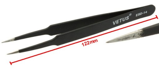 Pinzeta, pinzeta, kovová pinzeta, ESD-14 SMD