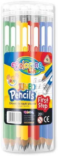 HRUBÁ ceruzka NA NAUČENIE SA PÍSAŤ, trojuholníková s gumou, COLORINO Jumbo HB