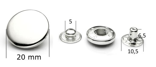 VEĽKÉ západky, NEREZOVÉ NEREZOVÉ patentky! 20 mm! Na oblečenie