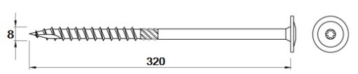TESÁRSKE SKRUTY DO TORX DREVA 8x320mm