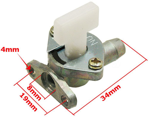 VRECKOVÝ BICYKEL MINI CROSS Štvorkolka Pit Bike Faucet Palivový kohútik Hadica Filter medený