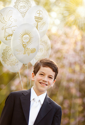 Communion Balloons Communion COMMUNION White with Gold IHS Print 10 ks.