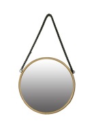 okrúhle LOFT ZRKADLO NA REŤAZKE, zlaté, do kúpeľne obývačky, 30 cm