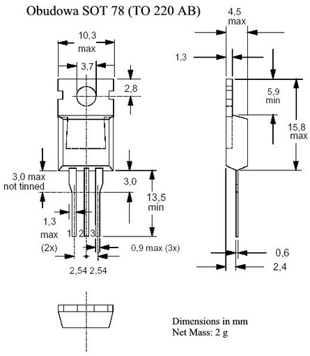 IRF530 N-MOSFET tranzistor 100V 15A 63W TO220AB