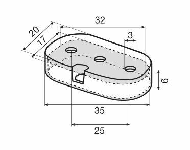 Oválny nábytkový klzák 30x20mm na pohovky, postele