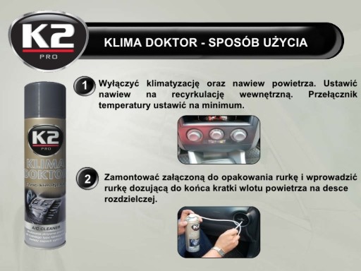K2 KLIMA DOKTOR na dezinfekciu a odstraňovanie plesní z klimatizácie v automobiloch