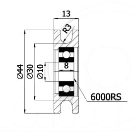 44mm KOVOVÝ VALEC, POHYBUJÚCI SA NA 6mm LANE