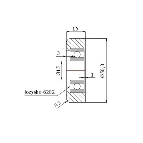Valček, kovové koliesko fi. 50,3 mm pre brány