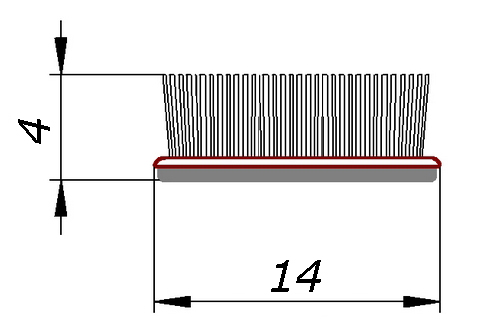 Tesnenie kefky prepážky pre šatníkovú skriňu 14x4 WIDE