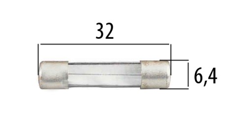 Sklenené poistky 32 mm, 10 ks.