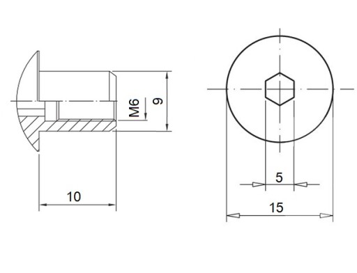 MATICE ERICSON, guľaté M6 x 10 mm POZINKOVANÉ MATICE - 10 KS