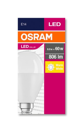 LED žiarovka BALL E14 8W 60W OSRAM 2700K TEPLÁ
