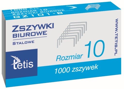 Oceľové kancelárske sponky č. 10 1000 kusov. Tetis GZ101-B