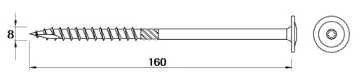 SKRUTKY TESÁRSKA SKRUTKA DO DREVA 8x160mm TORX x3