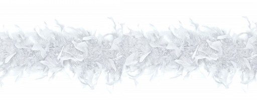 BOA ŠATKA 20. roky z peria, biela, burleska, 180 cm