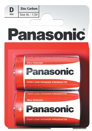 Zinkovo-uhlíkové batérie Panasonic RED 2x R20 D