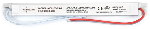 NAPÁJANIE 12V 24W 2A IP20 ULTRA SLIM PRE LED PÁSY