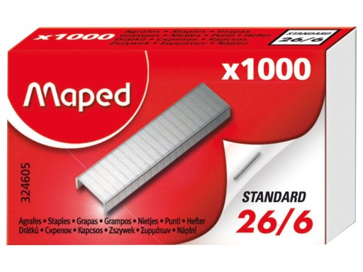 Mapované 26/6 pozinkované ostré sponky, 1000 kusov