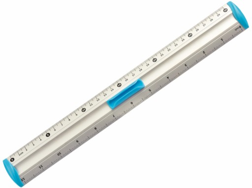 Hliníkové kovové pravítko Tetis, 30 cm, modré