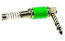 VEĽKÝ jack konektor 6.3 stereo uhlový ZELENÝ (3058