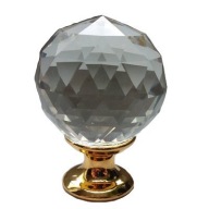 Krištáľový gombík, nábytková úchytka 30 mm, zlatá