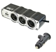 Rozbočovač napájania pre zásuvku zapaľovača 3x + USB nabíjačka