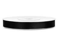 Saténová stuha 25 m x 0,6 cm čierna