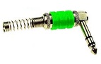 VEĽKÝ jack konektor 6.3 stereo uhlový ZELENÝ (3058