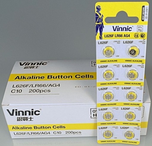 10x AG4 VINNIC ALKALICKÁ BATÉRIA 377 626 G4 LR66