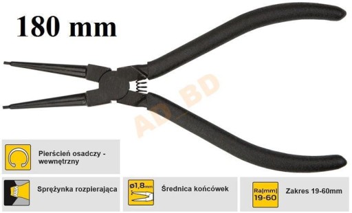 Kliešte vnútorné SEGERA 180mm rovné 32D308