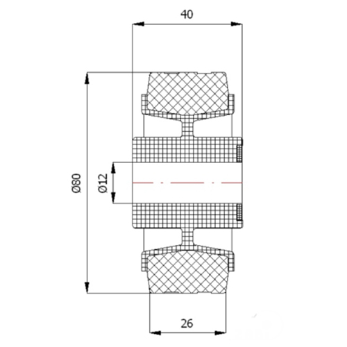 Kolesové grilovacie kolieska fi. 80 mm plast a guma