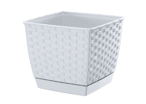 KVETINÁČ SO STOJANOM, priemer 19cm, RATTANOVÝ EFEKT