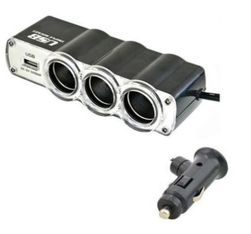 Rozbočovač napájania pre zásuvku zapaľovača 3x + USB nabíjačka