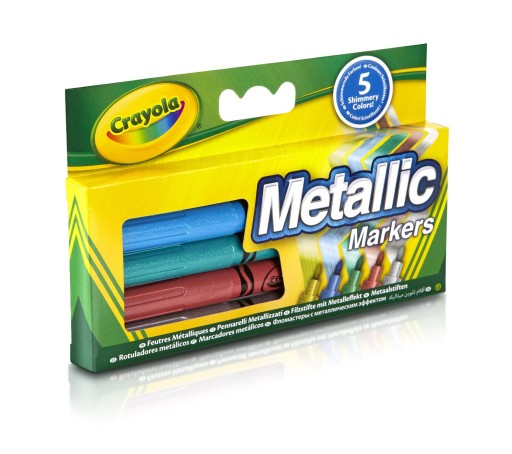 CRAYOLA METALICKÉ ZNAČOVAČE 5 FAREB 5052 NETOXICKÁ KREATÍVNA SADA ŠKOL.