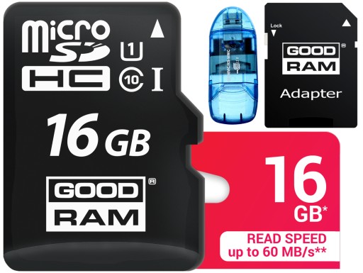 GOODRAM MICRO CARD 16GB TRIEDA 10 UHS + SD ČÍTAČKA