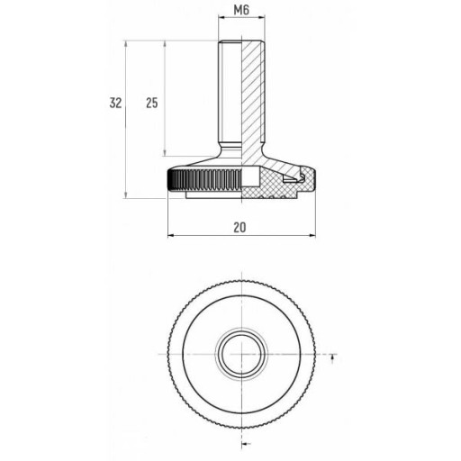 Nastaviteľná skrutkovacia nábytková nožička M6x25mm 4 ks