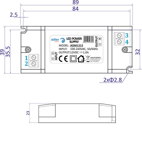NAPÁJANIE NÁBYTKU 12V 1A 12W PRE LED PÁS